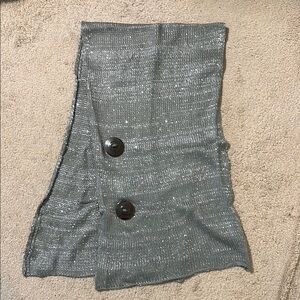 Gray Knit Scarf with Button Accents